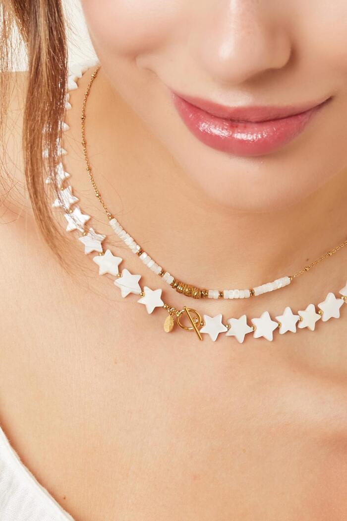 Collier coquillages étoiles - Collection plage Or blanc Coquilles Image4
